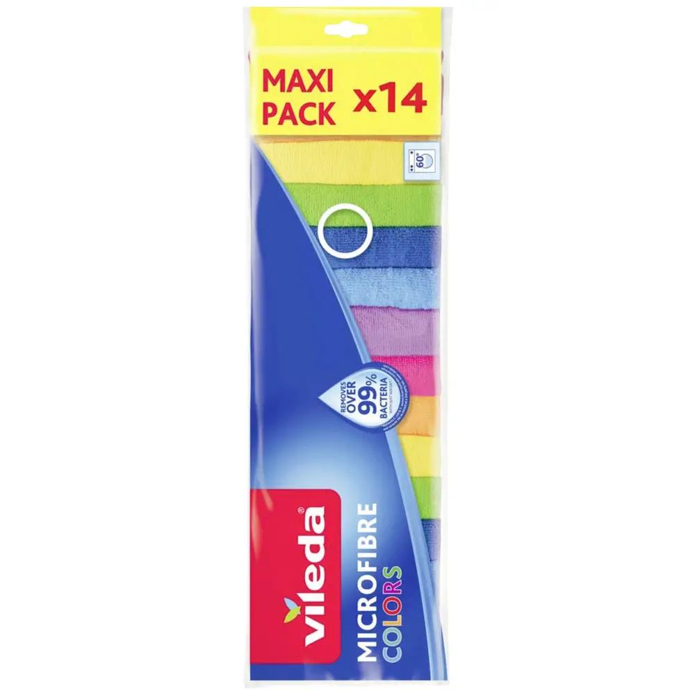 Lecka për Pastrim Vileda COLORS MAXI PACK / Mikrofibër / 30 × 30 cm / 14 copë - Shumëngjyrësh