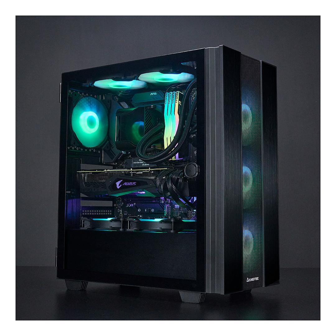 Kasë Chieftec Hunter 2, Mid-Tower, ATX, 4x120mm A-RGB, Xham i Temperuar, USB Type-C - Zezë - 11