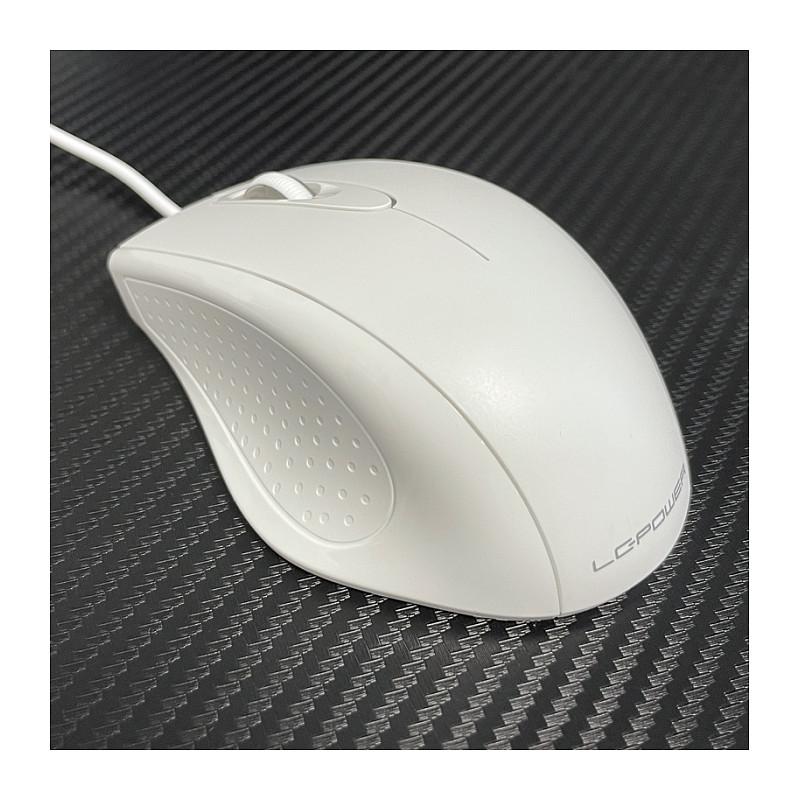 Maus me kabllo LC-Power, USB, 800 DPI, 3 Butona – Bardhë - 9