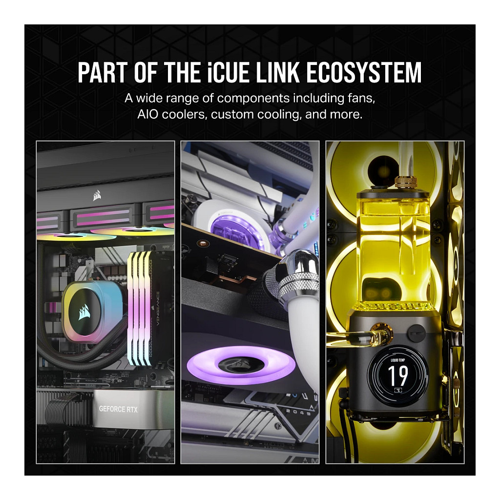 Ftohës për Kasë Corsair iCUE LINK RX140 RGB / 140mm / 300-1700 RPM / RGB / PWM / 2-Pack – Zezë - 7