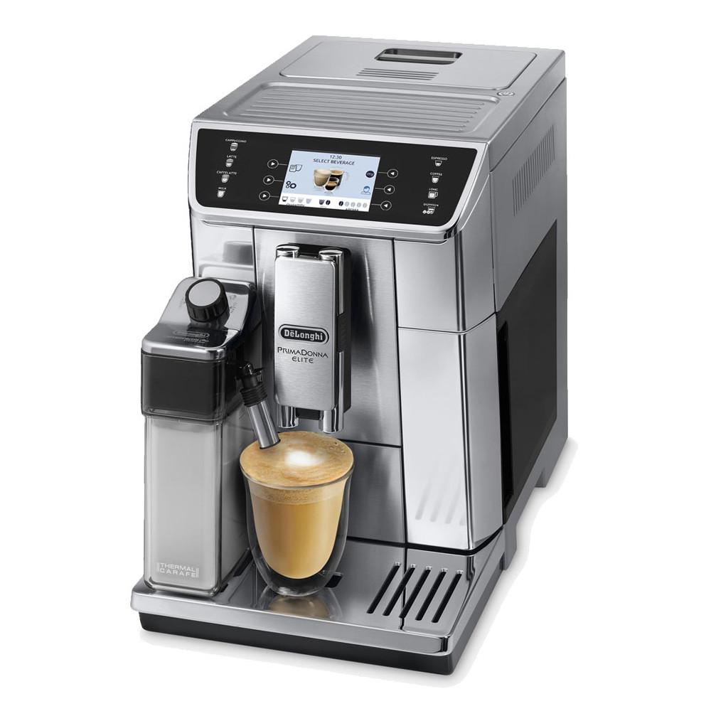 Aparat për Kafe De’Longhi PrimaDonna Elite ECAM650.55.MS, 1450W, 19 Bar, 2L, LatteCrema, Mulli i Integruar, Coffee Link App - Argjend, Zezë - 2