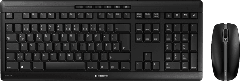 Combo (Tastierë & Maus) CHERRY STREAM DESKTOP, Wireless 2.4 GHz, Belgium, Full Size, 105 + 10 Taste - Zezë