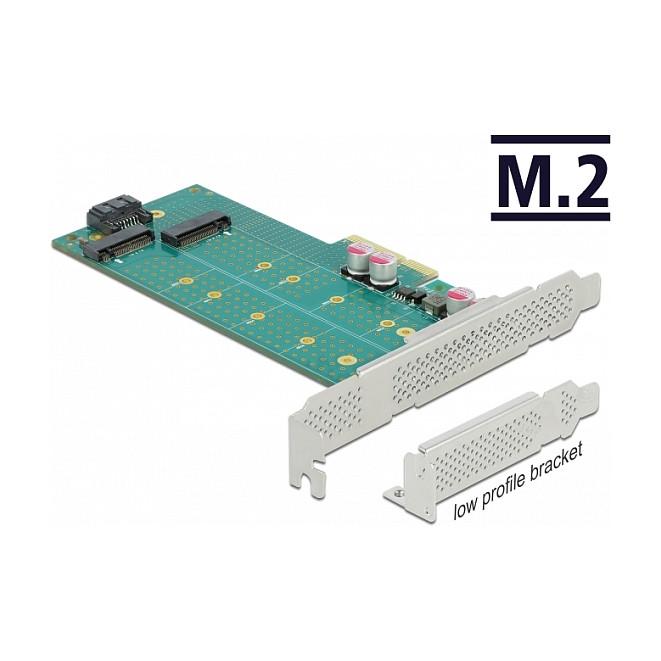 Kartë Zgjerimi Delock 89047, PCI Express 4.0 x4, 1x M.2 SATA Key B + 1x M.2 NVMe Key M, Low Profile - 2