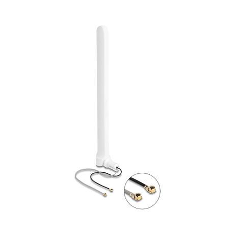 Antena për rrjet Delock 90581, Wi-Fi 6, 2.4/5GHz, 2–5dBi, 2x I-PEX MHF I, 17cm - Bardhë