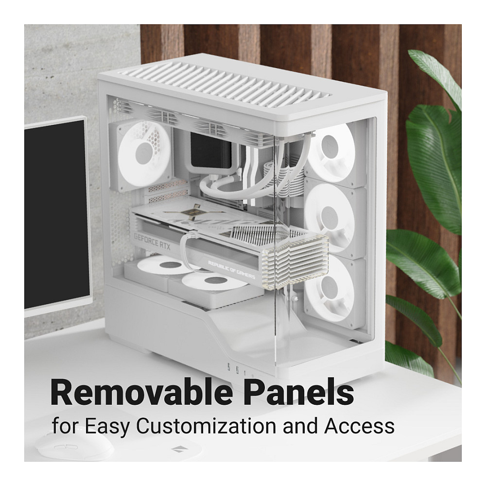 Kasë PC Aerocool P500A / Midi Tower / ATX / 3x 120mm + 1x 120mm Fan / Tempered Glass - Bardhë - 13