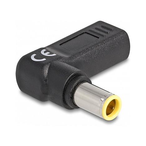 Adapter Karikimi DeLOCK 60012 / USB Type-C Femër në IBM 7.9 × 5.5 mm Mashkull / 90° / 20 V / 3 A - Zezë - 2