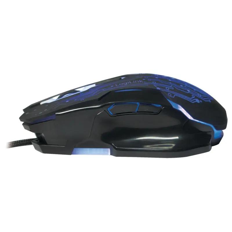 Maus Gaming LogiLink ID0137 / USB / Optik / 2400 DPI / 6 Butona / LED - Zezë/Blu - 4