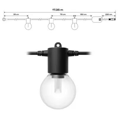 Ndriçues Philips Hue Festavia Globe Outdoor, LED Inteligjent, 14 m, RGBW, Bluetooth, Zigbee, IP65 – Zezë - 3