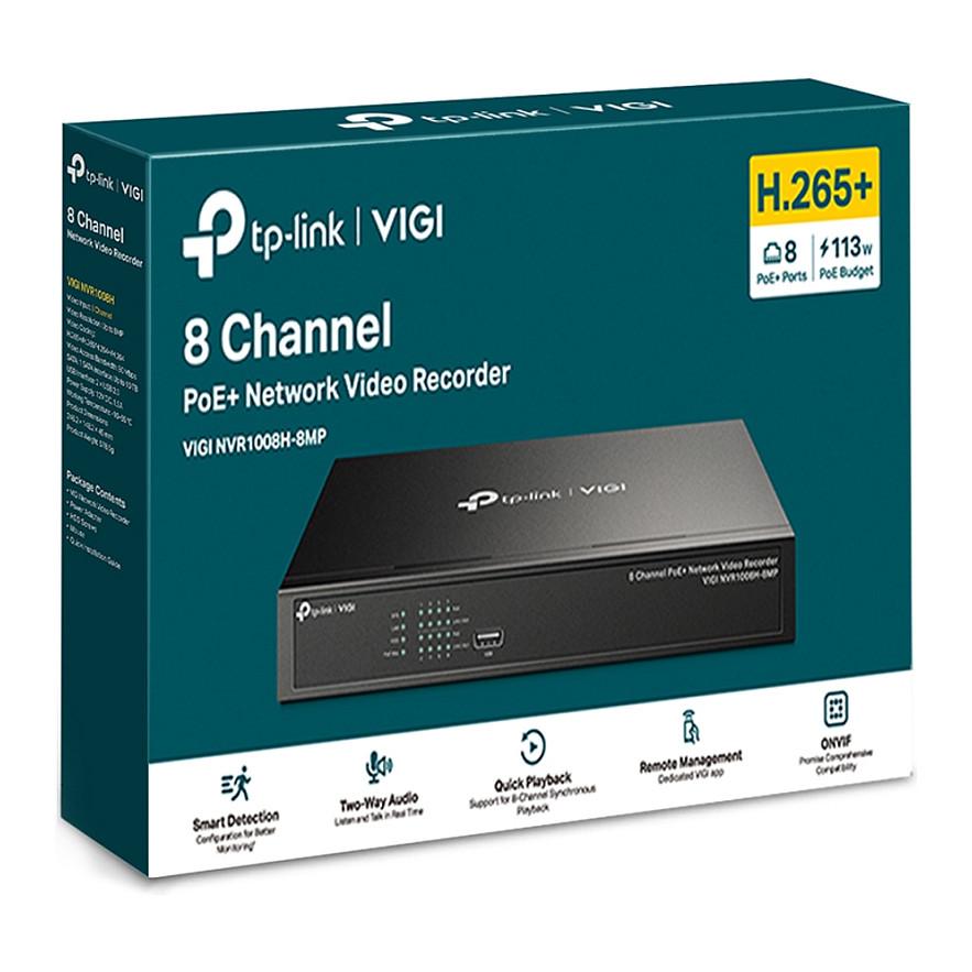 TP-Link VIGI NVR1008H-8MP 8-Channel PoE+ Network Video Recorder – 8× PoE+, 119W, 4K HDMI, 1× SATA deri 10TB, H.265+, ONVIF – Zezë - 4