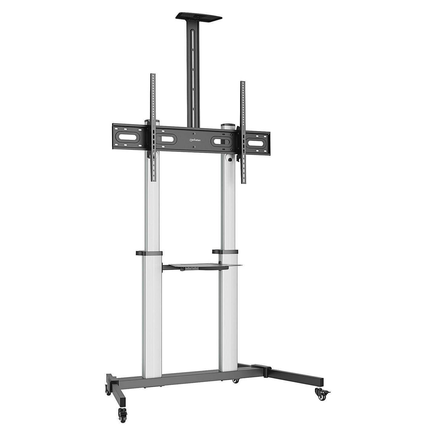 Mbajtëse për TV Manhattan 462563, 60–100", VESA deri në 1000×600mm, 80kg, Lartësi e Rregullueshme, me Rrota - Argjend/Zezë - 2