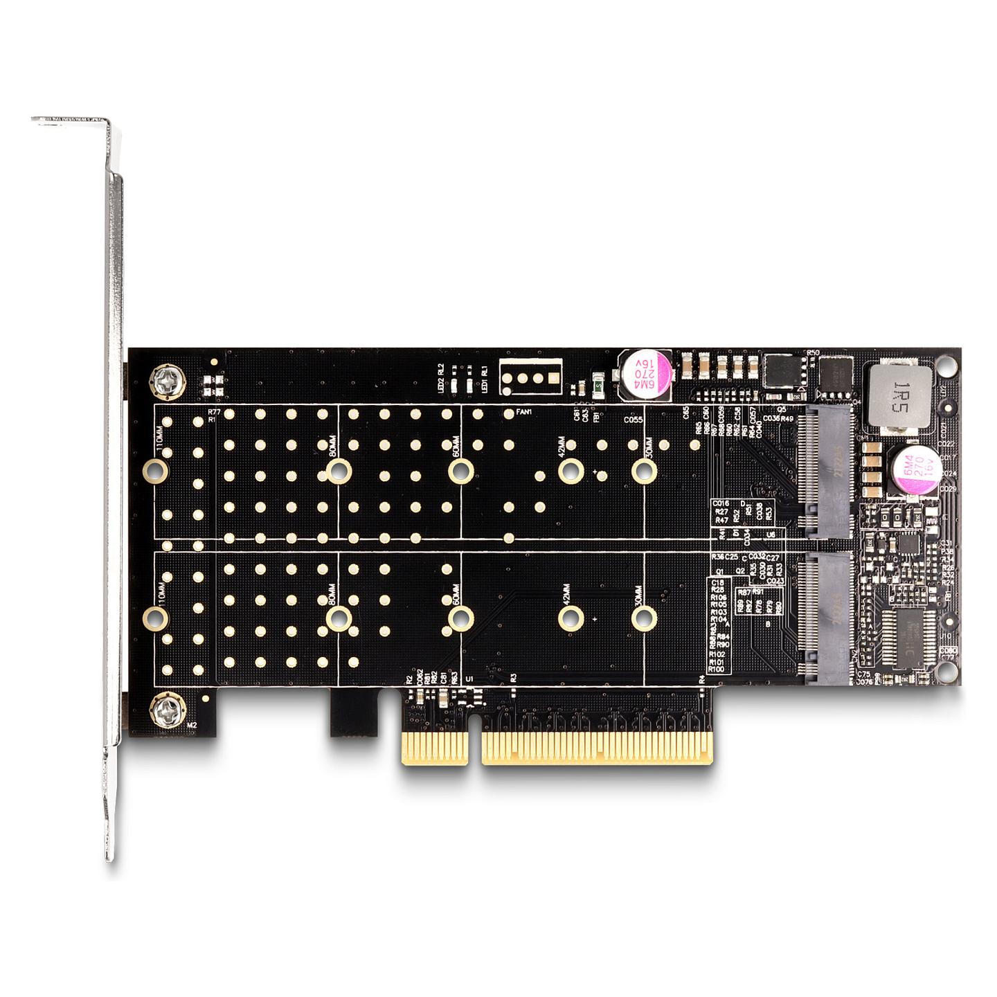 Kartë Zgjerimi PCI Express Delock 89837 / PCIe 4.0 x8 / 2x M.2 Key M / NVMe / Bifurcation / Low Profile - 3