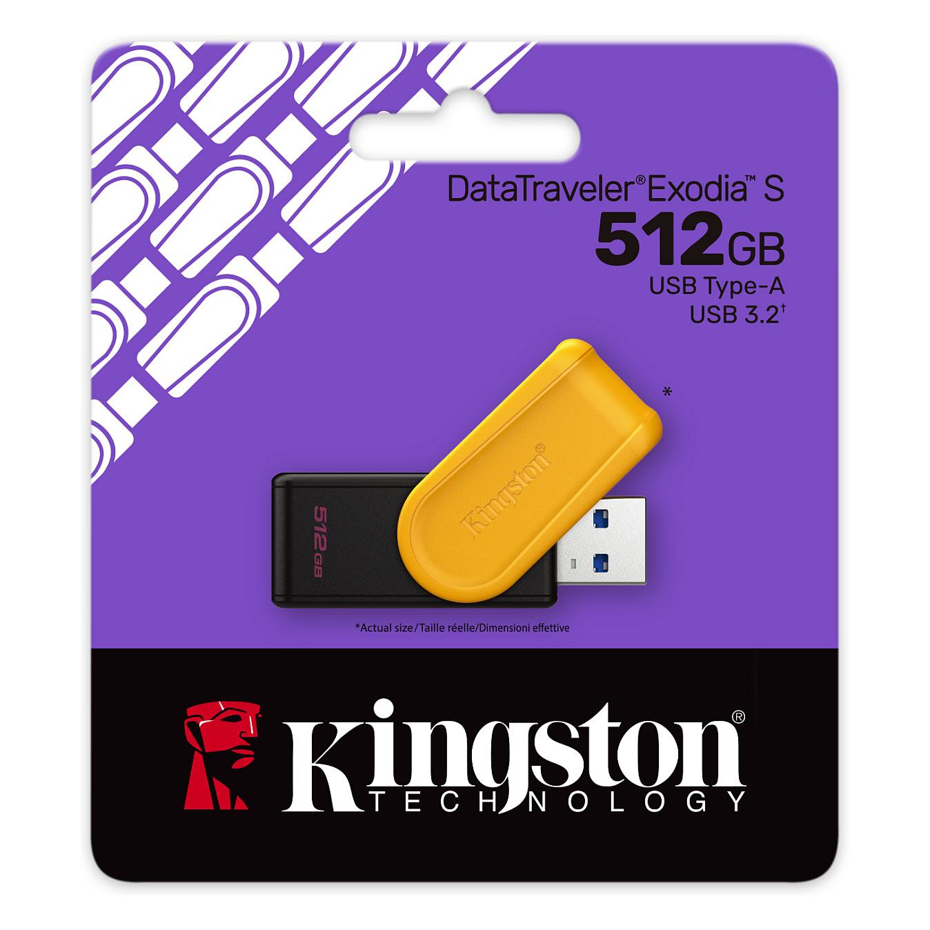 USBUSB Flash Drive Kingston DataTraveler Exodia S / 512GB / USB Type-A / USB 3.2 Gen 1 - Zezë/Verdhë - 3