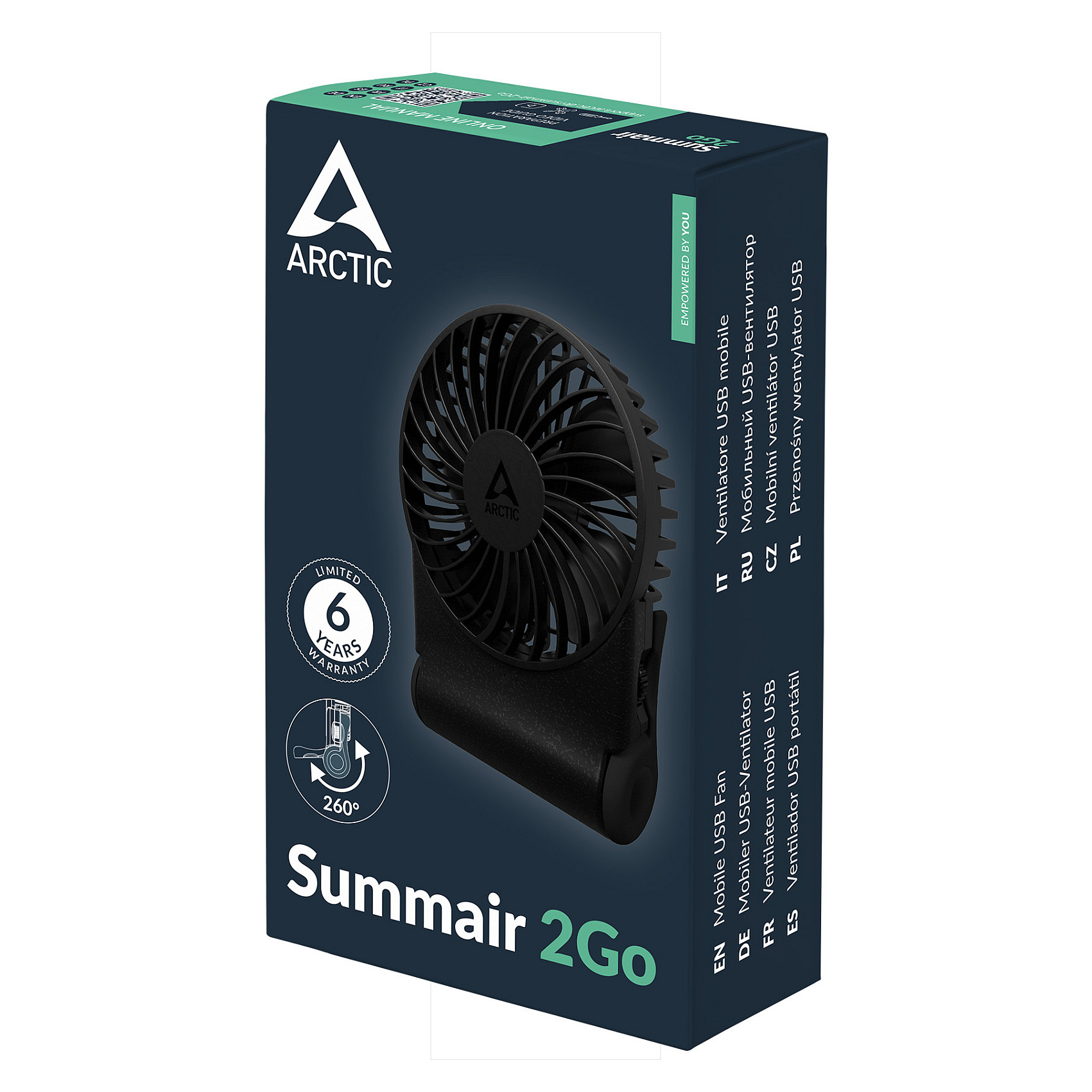 Ventilator Portativ ARCTIC Summair 2Go / 91mm / 600–4300 RPM / 5000mAh / USB-C – Zezë - 8