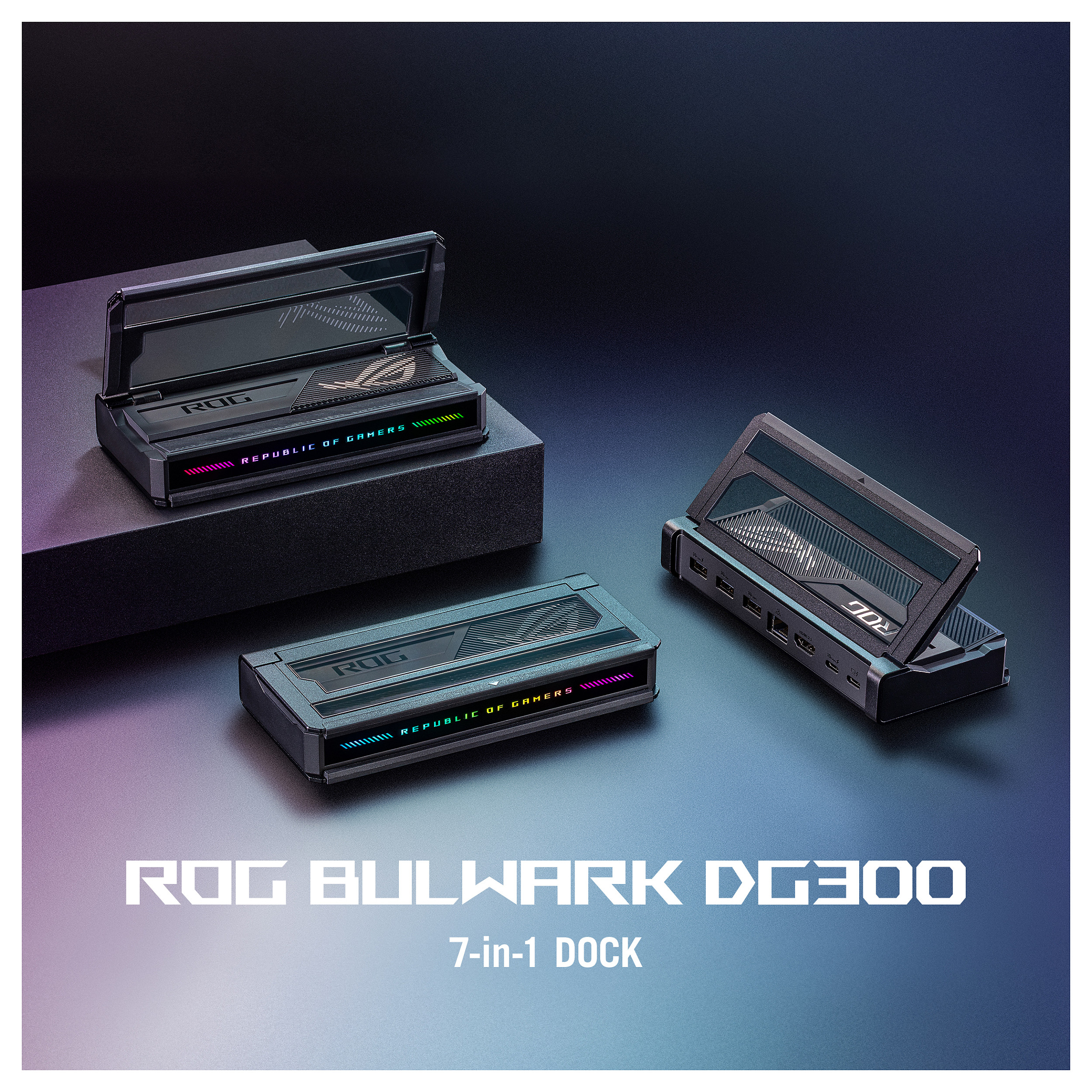 Docking Station ASUS ROG Bulwark Dock DG300 / 3x USB-A / 2x USB-C / HDMI / Gigabit Ethernet / 3.5mm Audio / 100W PD – Zezë - 7