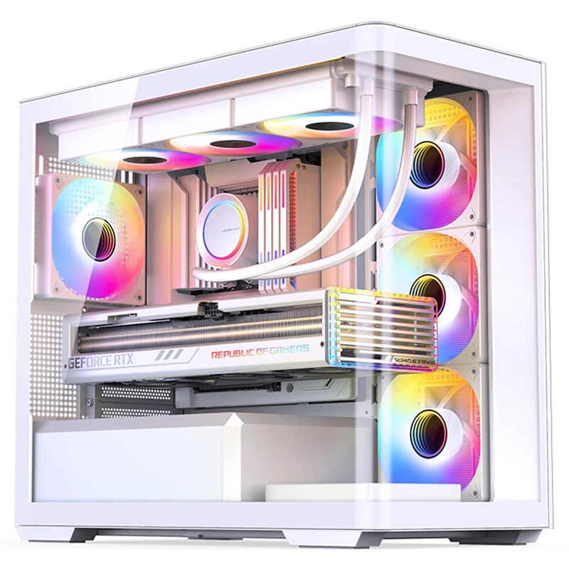 Kasë PC Jonsbo D300 / Midi Tower / Micro-ATX / Tempered Glass - Bardhë