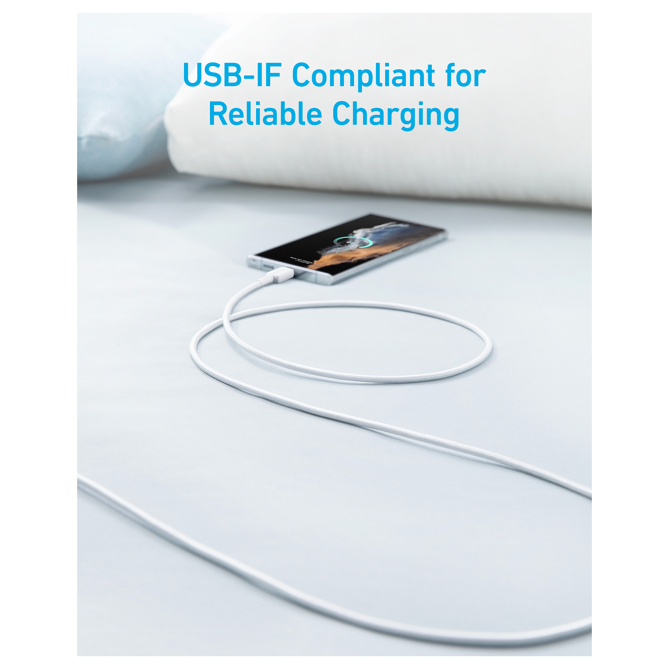 Kabllo USB Anker 322 / USB-A në USB-C / 1.8m / 45W / 480Mbps - Bardhë - 4
