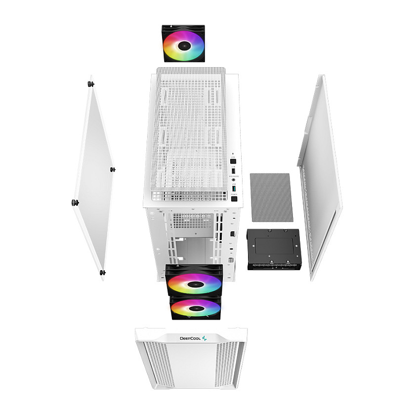 Kasë PC DeepCool CC360 WH ARGB / Mini Tower / Micro ATX / 8x 120mm + 4x 140mm Fan Support / Tempered Glass / Mesh / 360mm Radiator / ARGB - Bardhë - 13
