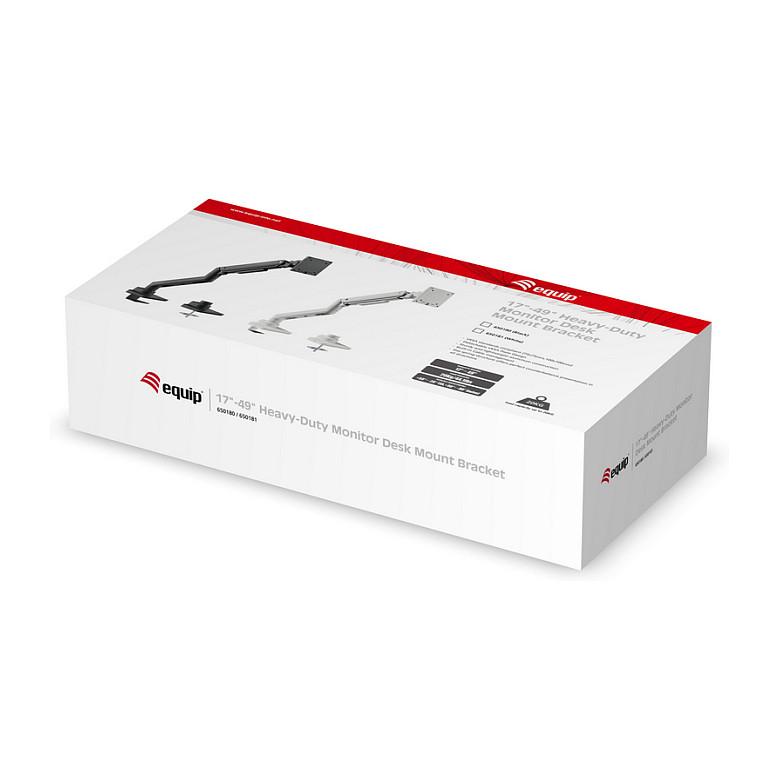 Mbajtëse për Monitor Equip 650180 / 1 Monitor / 17"-49" / 20kg / Gas Spring / Clamp-Grommet / Tilt -20° deri +50° / Swivel ±90° - Zezë - 11