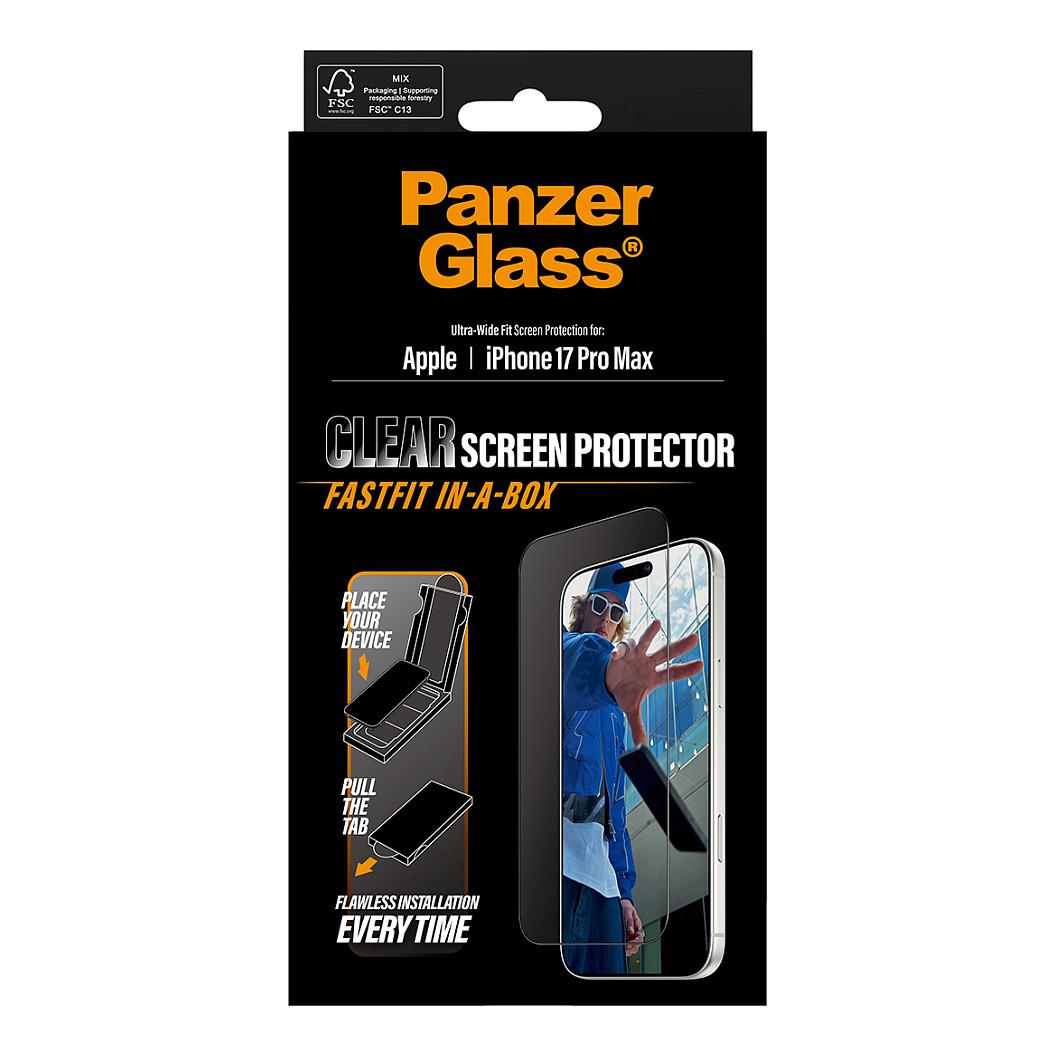 Mbrojtëse Ekrani PanzerGlass për iPhone 17 Pro Max, Ultra-Wide Fit, FASTFIT IN-A-BOX - Transparente/Zezë - 4