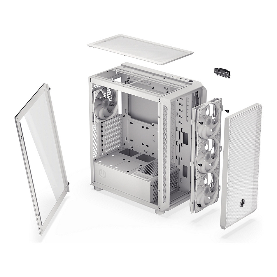 Kasë PC ENDORFY Arx 500 ARGB White / Mid Tower / ATX / 3x 140mm Front + 1x 140mm Rear Fan / ARGB / Mesh - Bardhë - 30