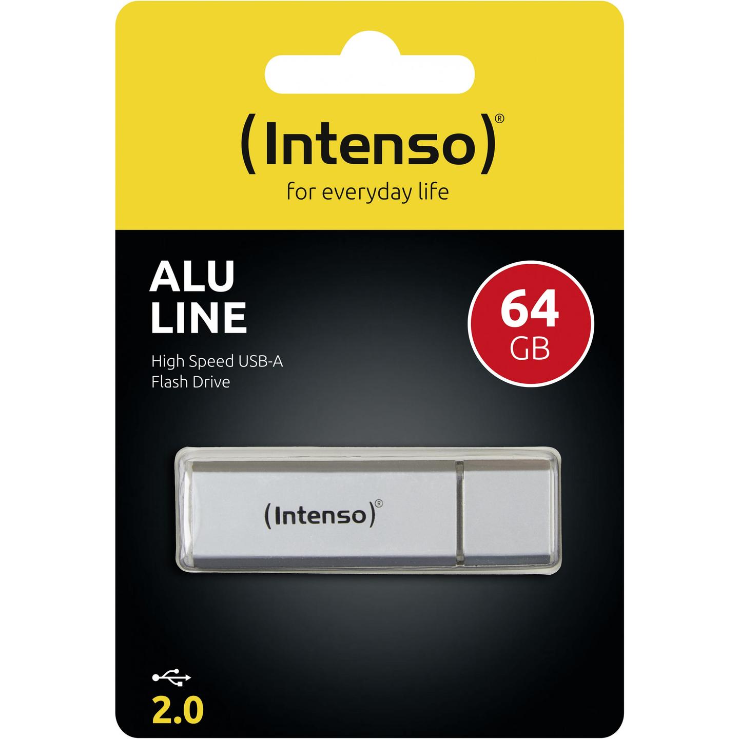 USB Flash Drive Intenso Alu Line 3521492 / 64GB / USB 2.0 / 28MB/s Read 6.5MB/s Write - Argjend - 3