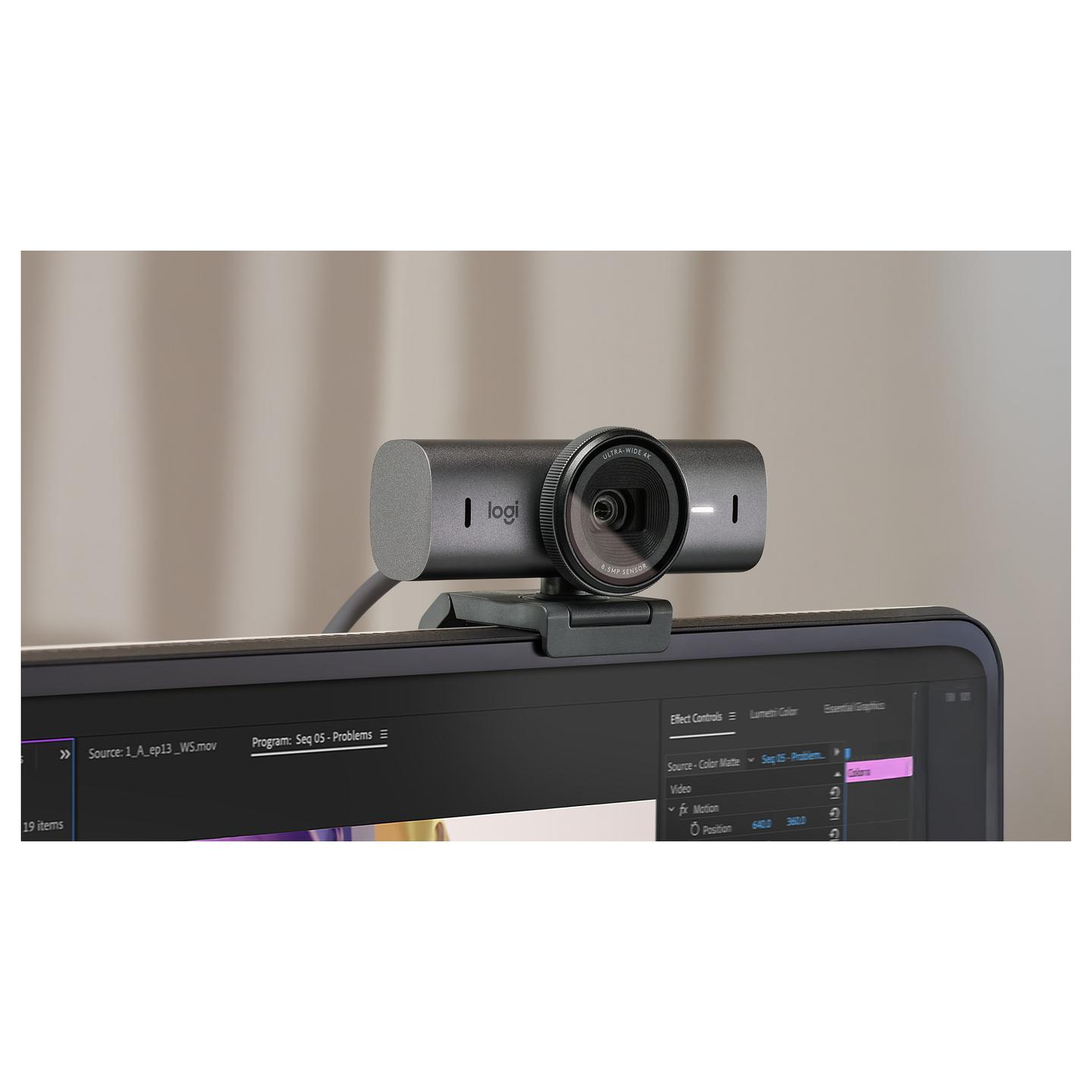 Webcam Logitech MX Brio 705 / 4K Ultra HD / 3840×2160 / 30fps / 8.5MP / Autofocus / HDR / USB-C - Grafit - 8