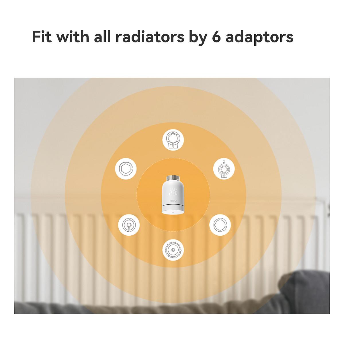 Termostat Inteligjent për Radiator Imou TRV1, ZigBee 3.0, 5–35°C, ±0.5°C, 2× AA, 6 Adaptorë - Bardhë - 15