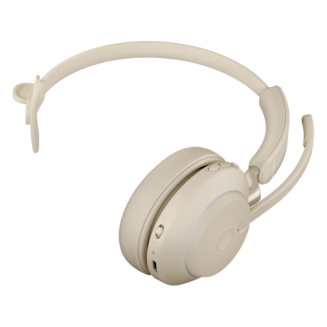 Kufje pa kabllo Jabra Evolve2 65 Mono UC, Bluetooth, USB-C, Stacion karikimi, Link 380c, Rreze 30 m - Bezhë - 4