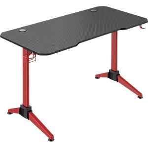 Tavolinë Gaming LogiLink EO0042 / 120 × 60 cm / RGB / 15 Mënyra Ndriçimi / Mbajtëse për Kufje & Gotë / 100 kg – Zezë/Kuqe - 2