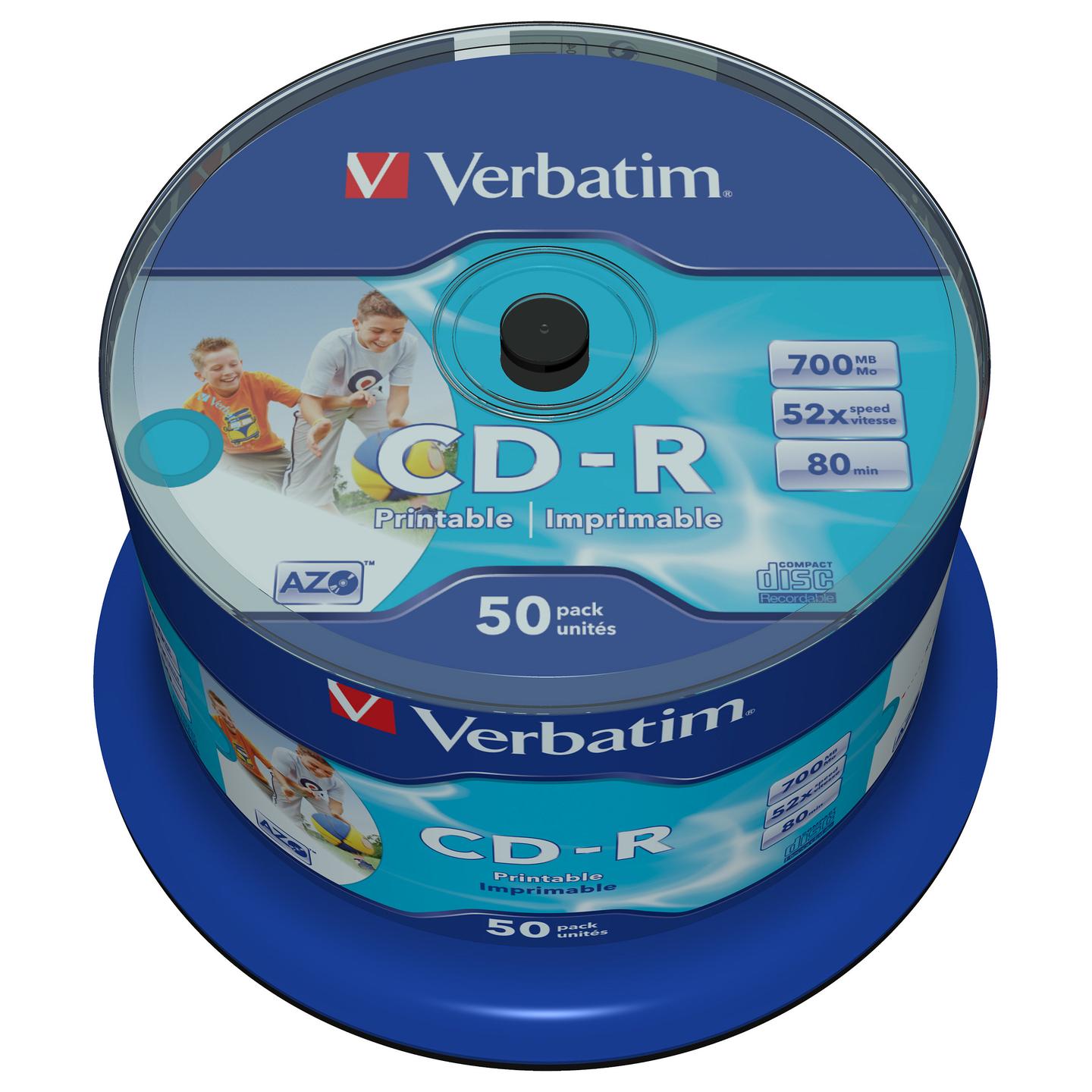 CD-R Verbatim AZO, 700 MB, 52x, Printim me Inkjet, Paketa me 50 copë - 2