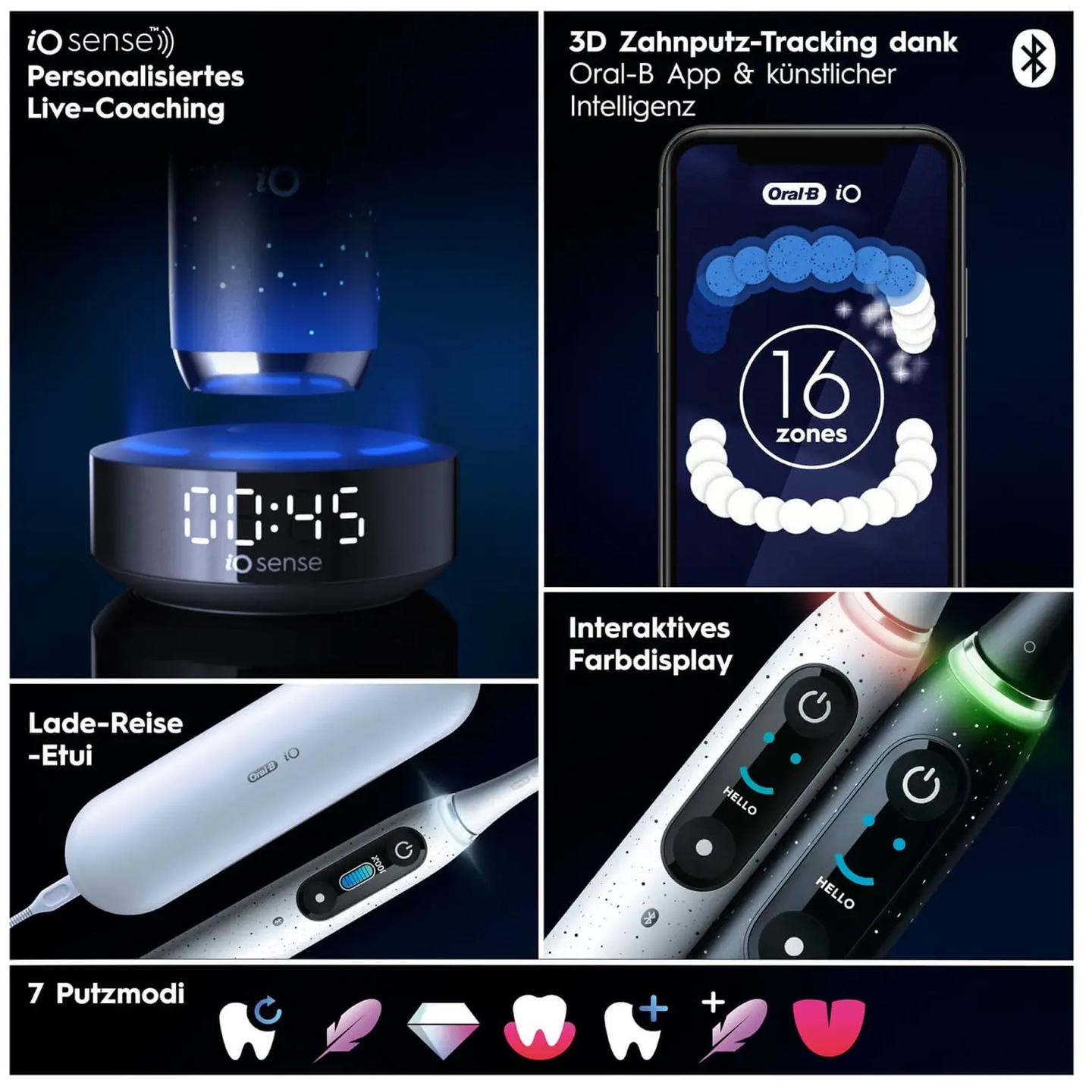 Furçë dhëmbësh elektrike Oral-B iO Series 10 / 7 Modalitete / iO Sense / Smart Pressure Sensor / OLED Display / Bluetooth – Zezë - 8
