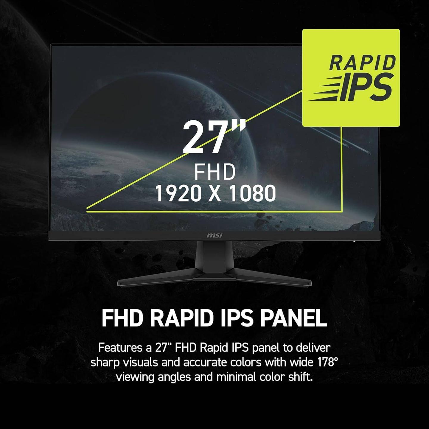 Monitor Gaming MSI MAG 272F / 27" / Full HD Rapid IPS / 200Hz / 0.5ms / HDMI+DP - Zezë