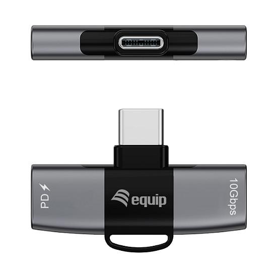Adapter USB Equip 133479 , USB-C Mashkull në 2x USB-C Femër , USB 3.2 Gen 2 , 10Gbps , PD 100W , OTG - Gri - 2