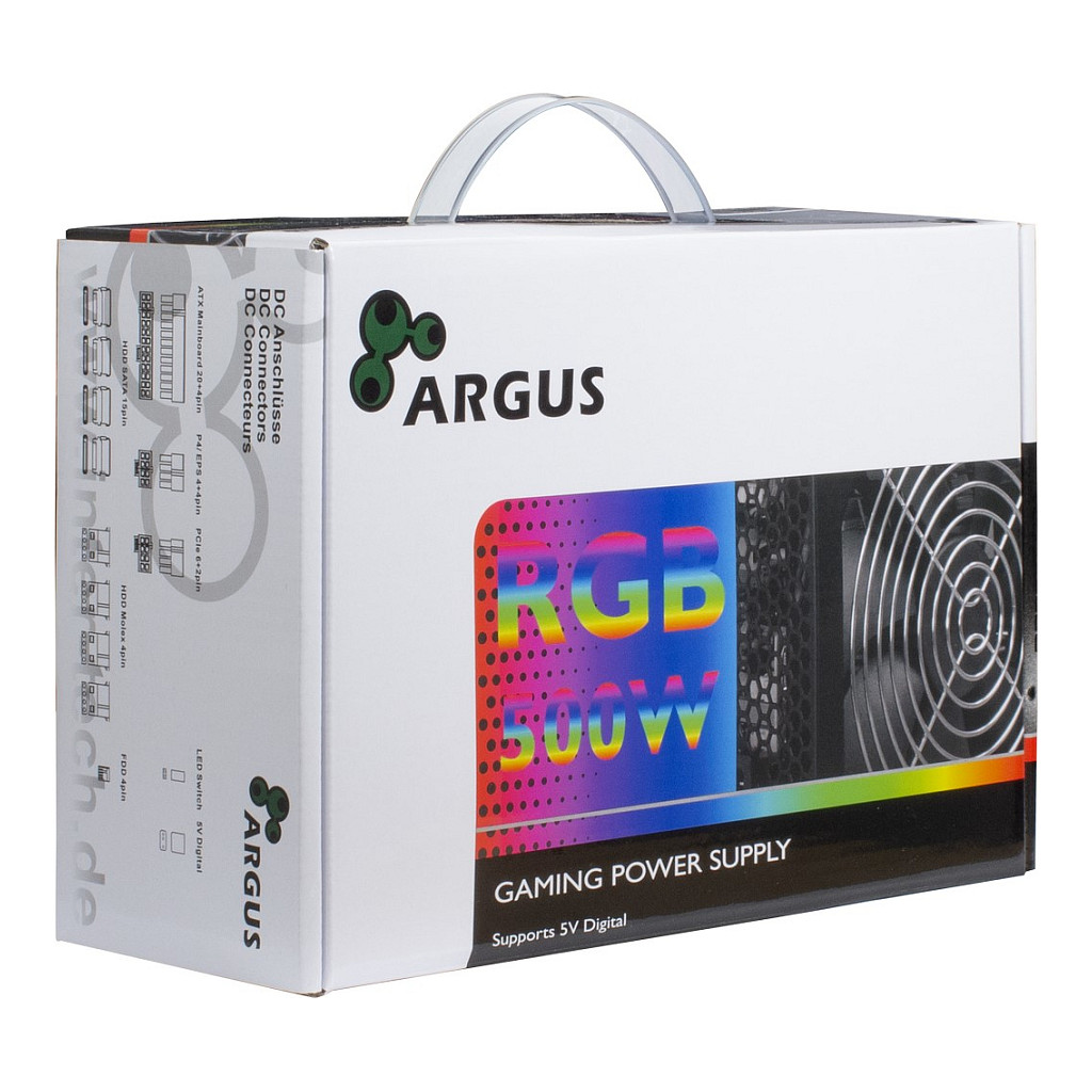 Furnizues Energjie Inter-Tech Argus RGB-500W II / 500W / ATX / 80 PLUS Bronze / Non Modular / 1x PCIe – Zezë - 2