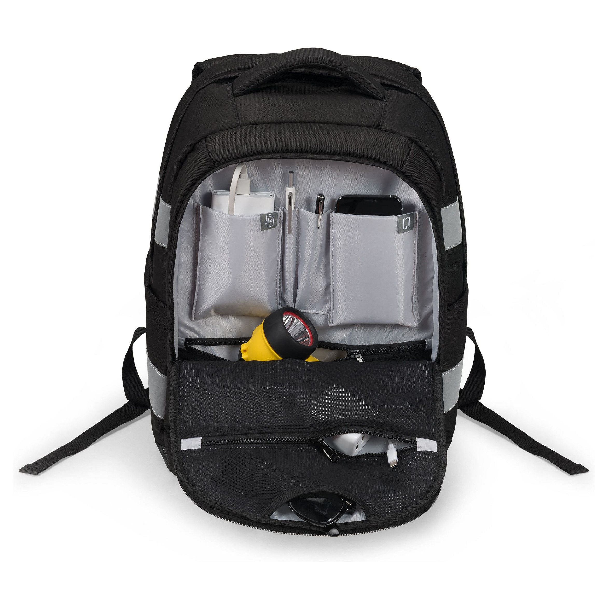 Çantë DICOTA Hi-Vis V2 / 15.6" / 25L / 600D rPET / Reflective / Rain Cover - Zezë - 5