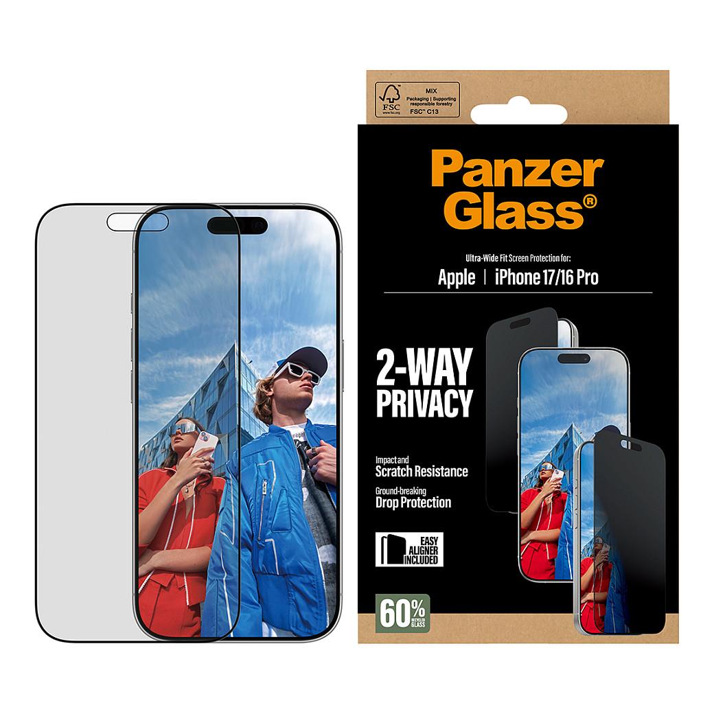 Mbrojtëse për ekran PanzerGlass 2-Way Privacy / iPhone 17 / iPhone 16 Pro / Ultra-Wide Fit / EasyAligner - Transparente - 4