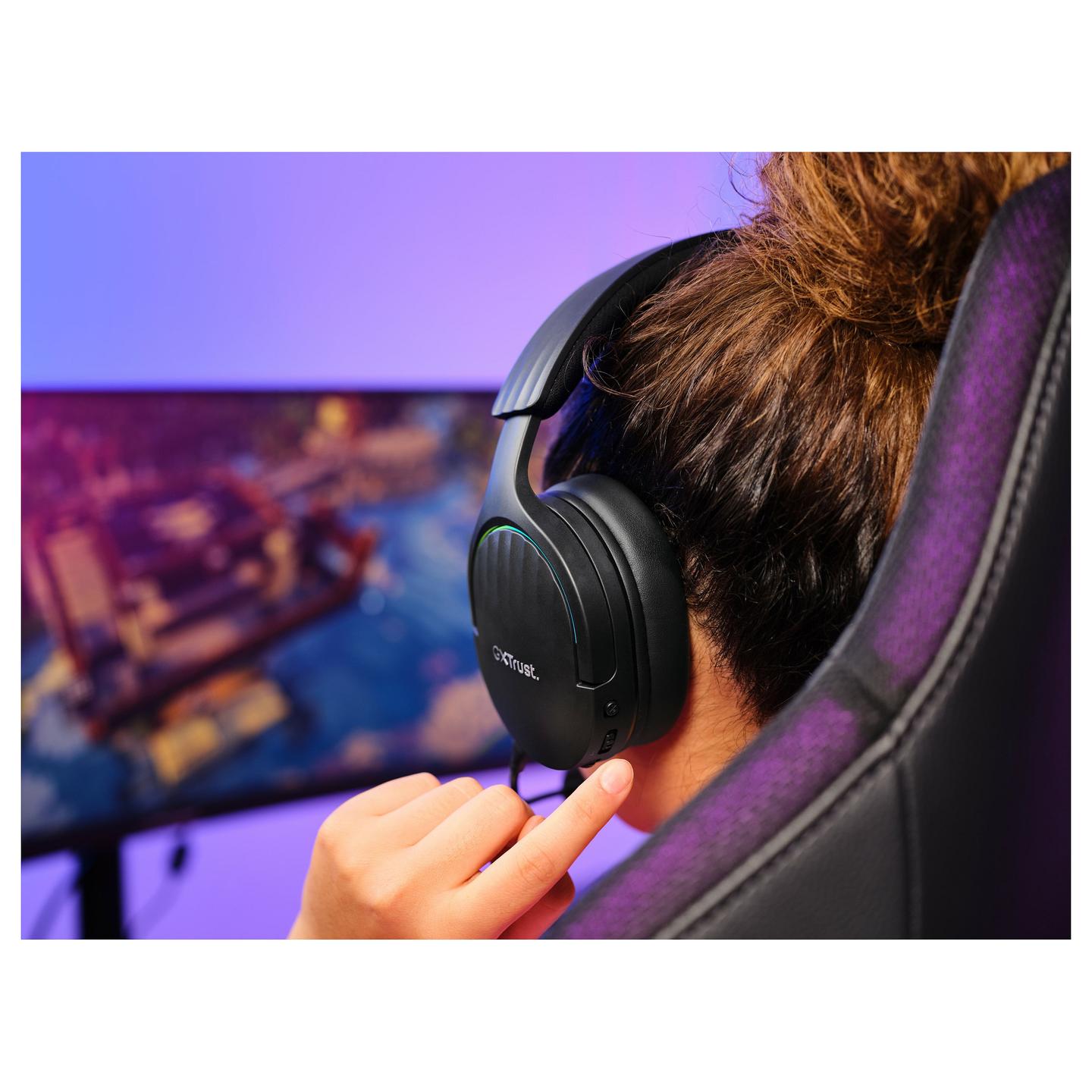 Kufje Gaming Trust GXT 491 Fayzo, 50mm, Wireless & Wired, 2.4GHz, Bluetooth, 7.1, RGB - Zezë - 8