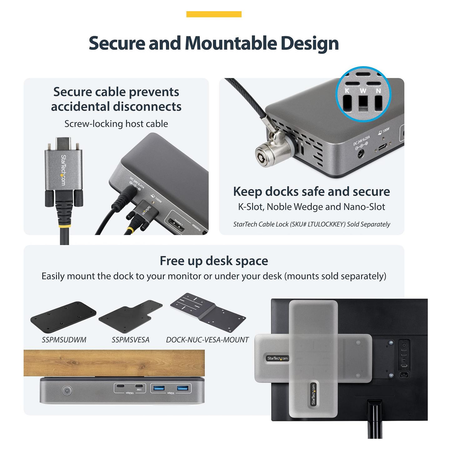 Docking Station StarTech.com 199UE-USBC-DOCK / 4x USB-A / 2x USB-C / 2x DisplayPort / HDMI / Gigabit Ethernet / 100W PD – Hiri - 6