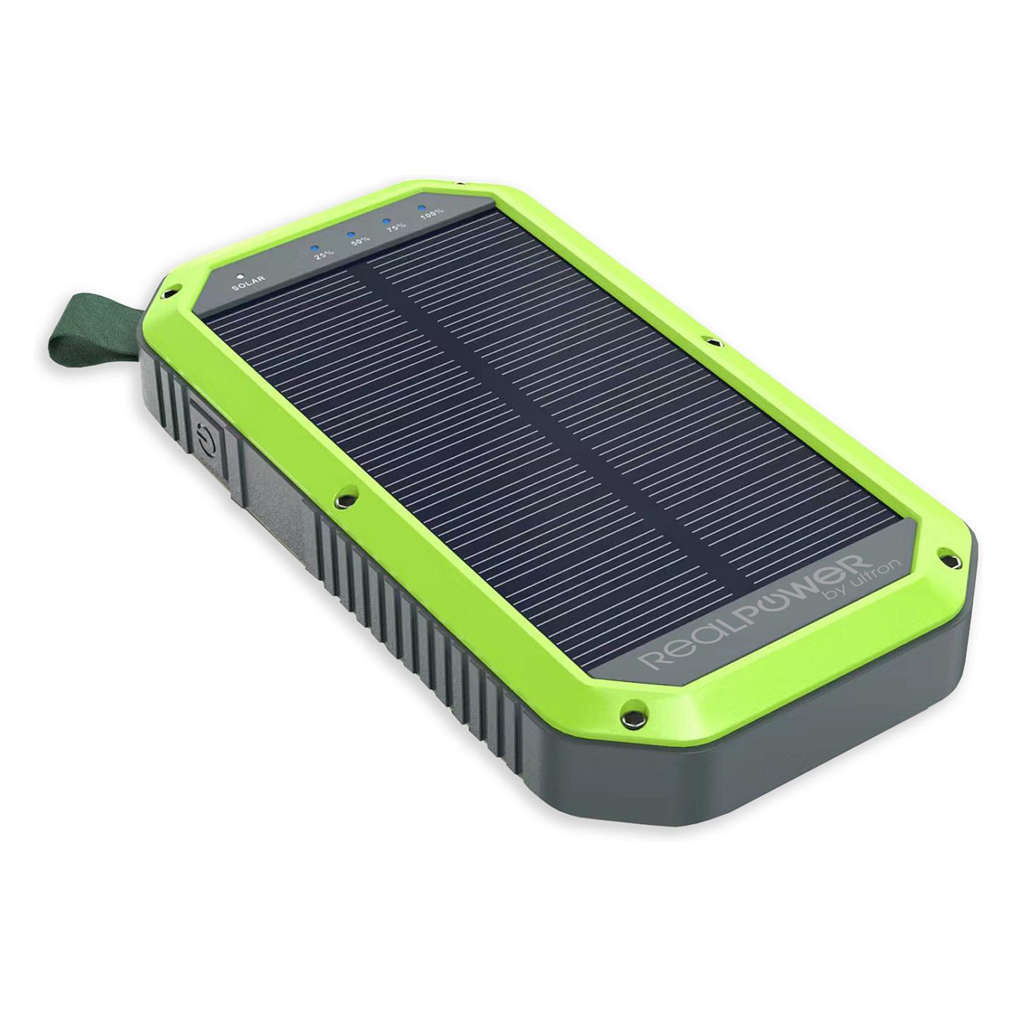 Powerbank RealPower PB-10000 Solar / 10000mAh / 2x USB-A + USB-C / Karikim Wireless / Solar