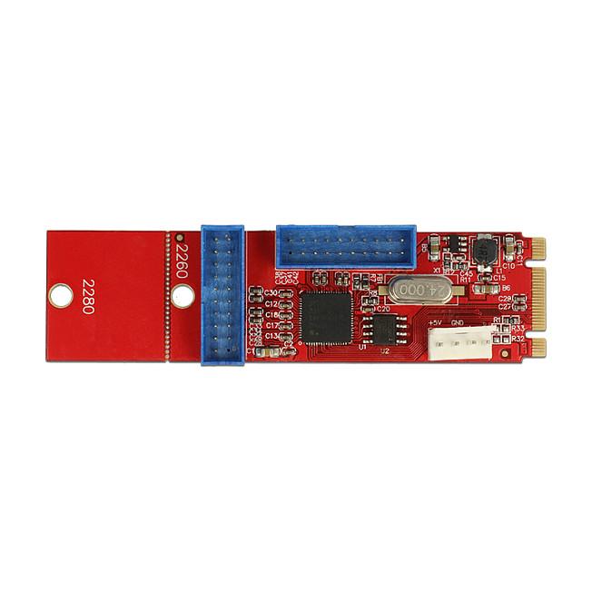 Konvertues M.2 DeLOCK 62843, M.2 Key B+M në 2x USB 3.0, 5 Gbit/s, PCIe - 2