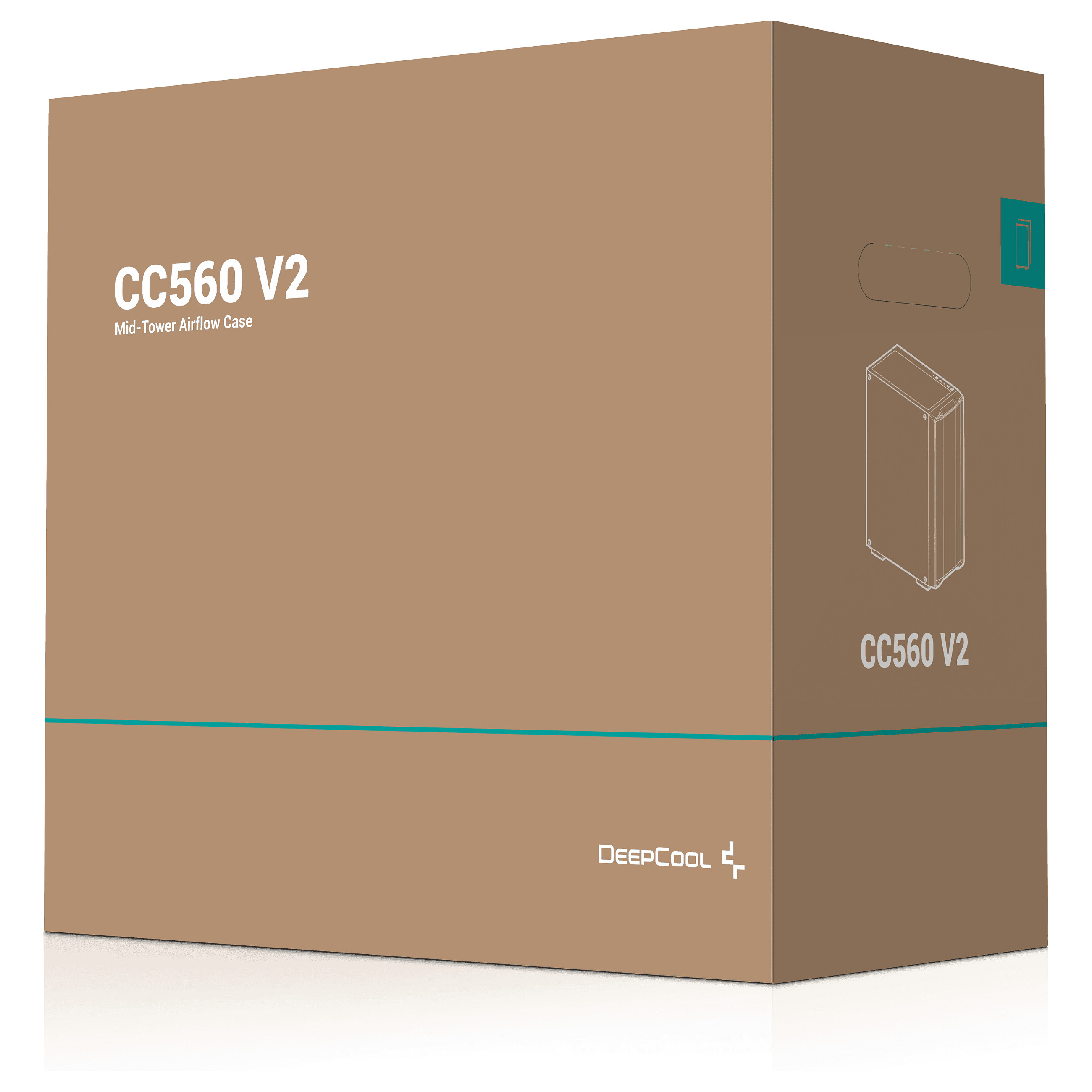 Kasë PC DeepCool CC560 V2 / Midi Tower / ATX / 3x 120mm + 1x 120mm LED Fan / Tempered Glass - Zezë - 13