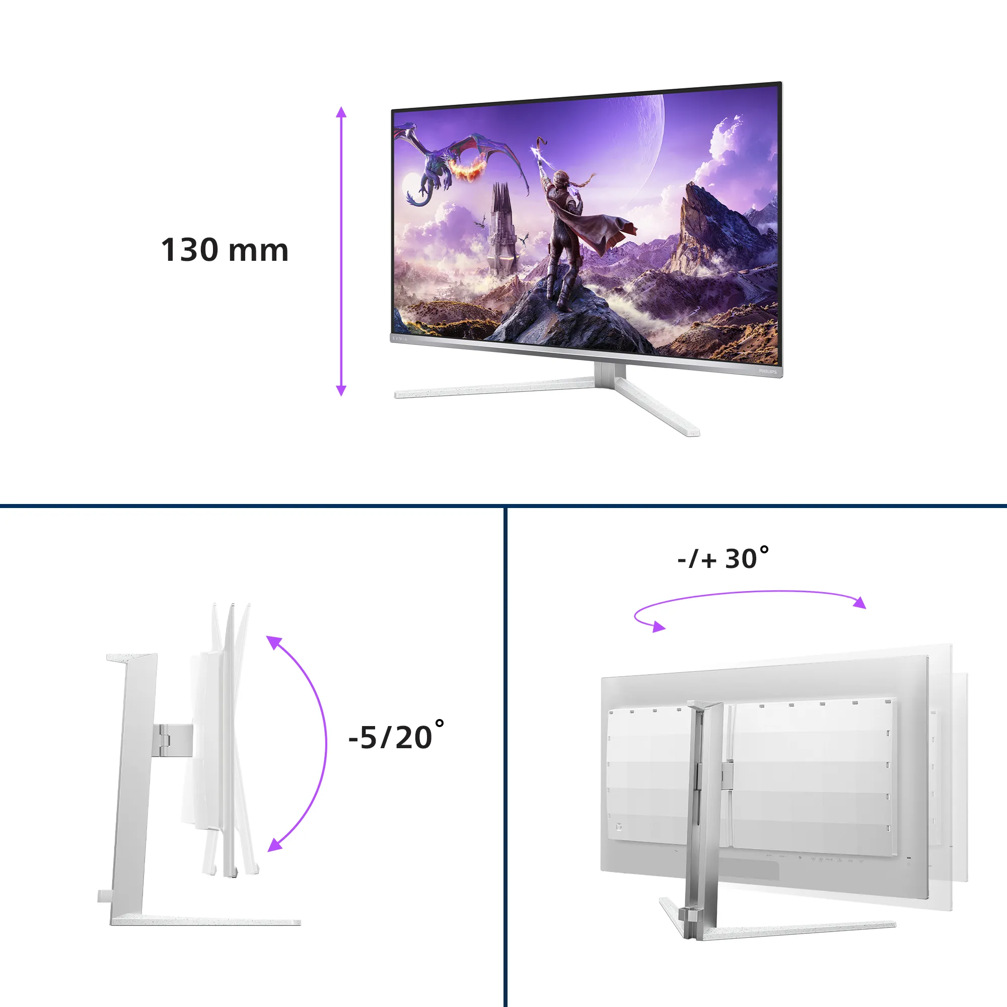 Monitor Gaming Philips Evnia 8000 32M2N8900P / 31.5" / 4K UHD QD-OLED / 240Hz / 0.03ms / HDMI+DisplayPort+USB-C - Bardhë - 5
