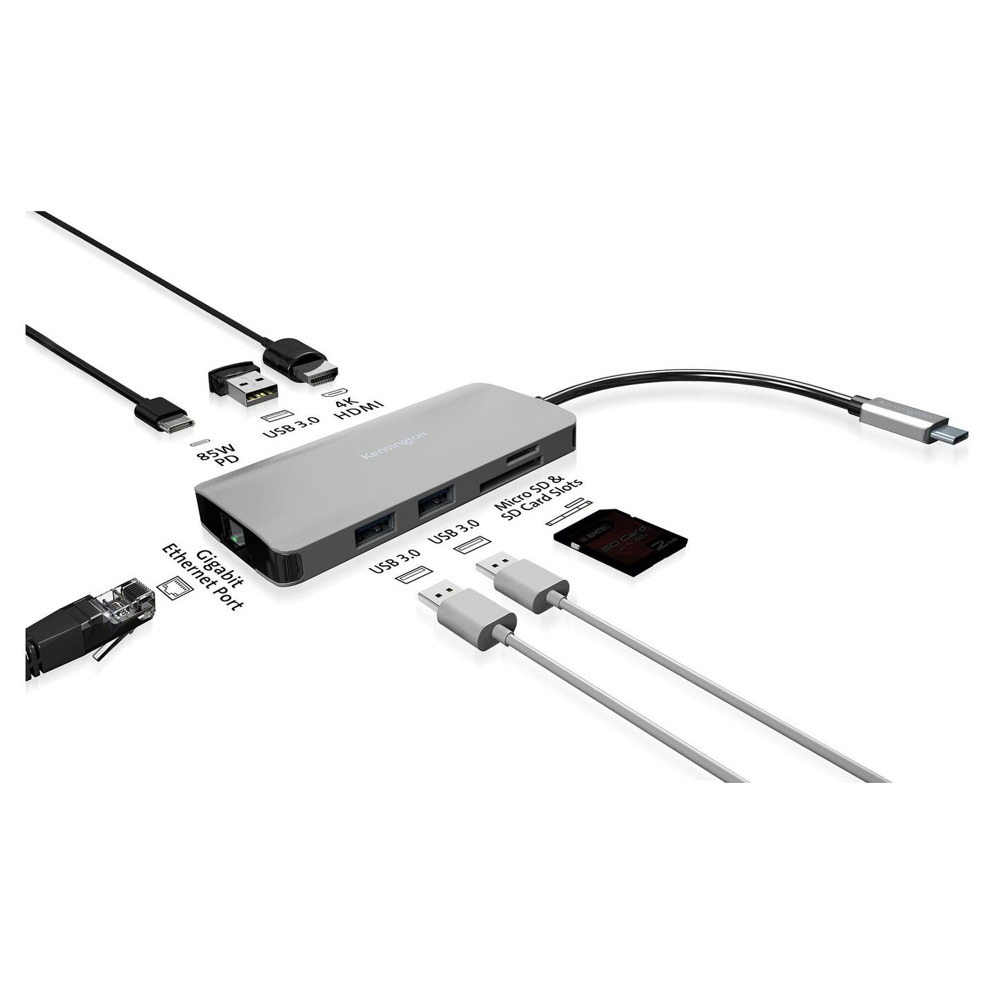 Docking Station Kensington UH1400P / USB-C / 8-in-1 / HDMI / LAN - Argjend - 13