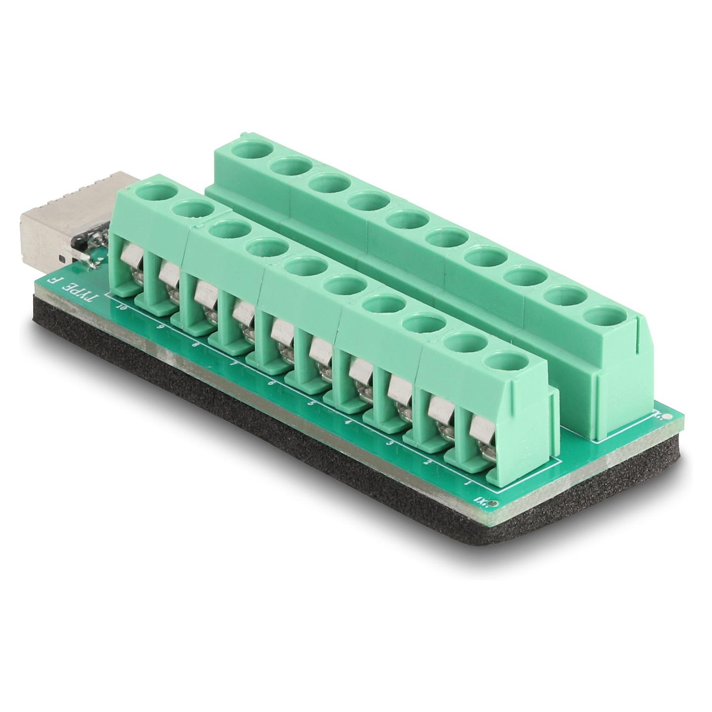 Adapter USB DeLOCK 67189 / USB Type-E Key A Femër / Terminal Block 20-Pin / USB 10 Gbps - Gjelbër - 2