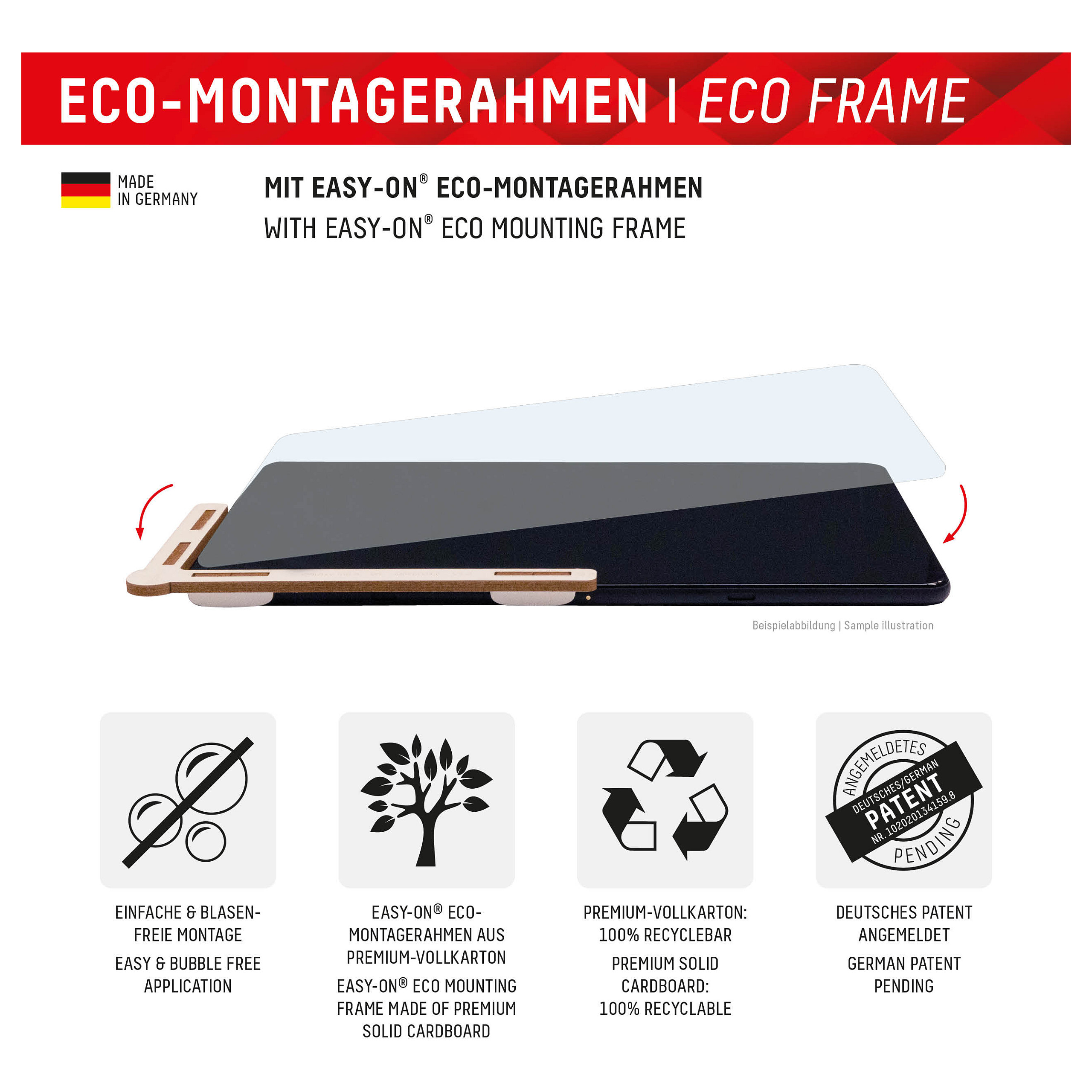 Mbrojtëse për ekran tablet Displex 01541 / Samsung Galaxy Tab S7, S8, S9, S9 FE, S10 FE, S10 Lite / Xham Hybrid 9H - Transparente - 3