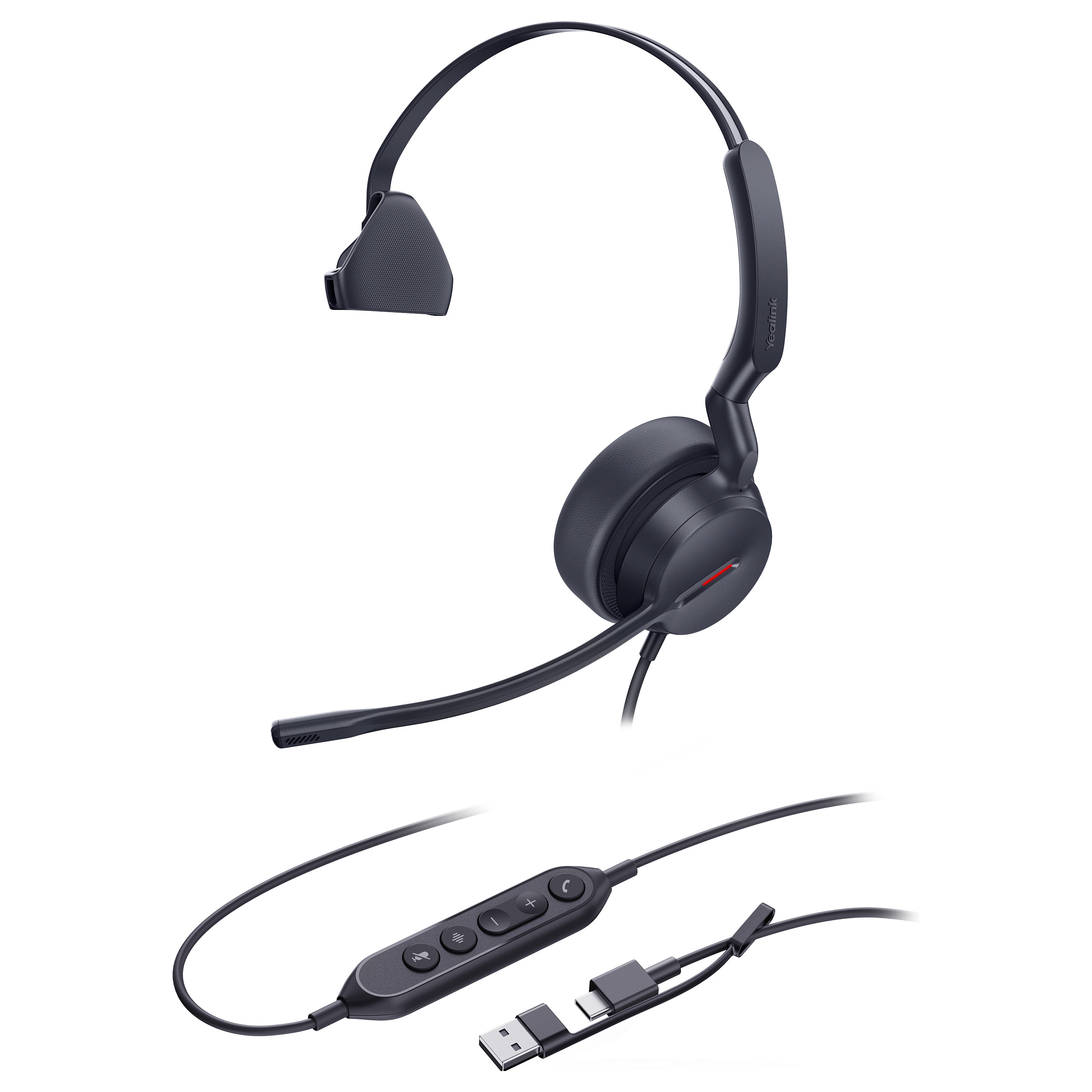 Kufje me kabllo Yealink UH44 Mono USB-C/A / USB-C + USB-A / Mono / 2.15 m - Zezë - 3