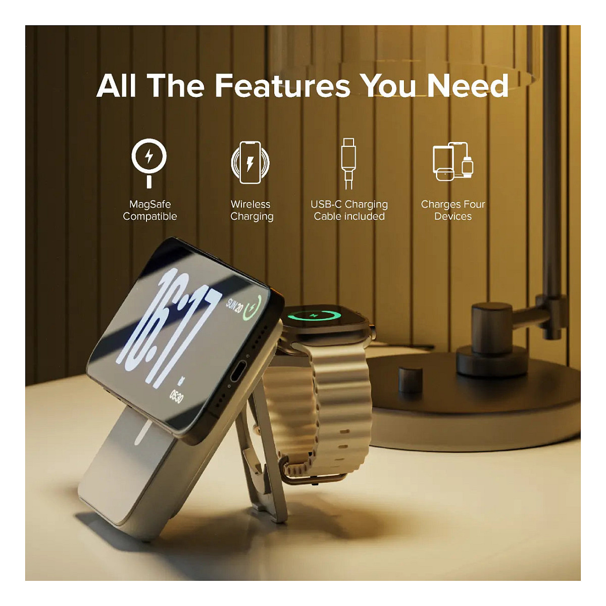 Powerbank ALOGIC Lift 4-in-1 / 10.000mAh / Wireless 15W / Apple Watch 3W / USB-C 18W / USB-A 18W / MagSafe – Bardhë - 5