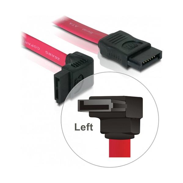 Kabllo SATA DeLOCK 84249, SATA 7-pin në SATA 7-pin, SATA 3 Gb/s, drejt në të kënduar lart, 30 cm - Kuqe