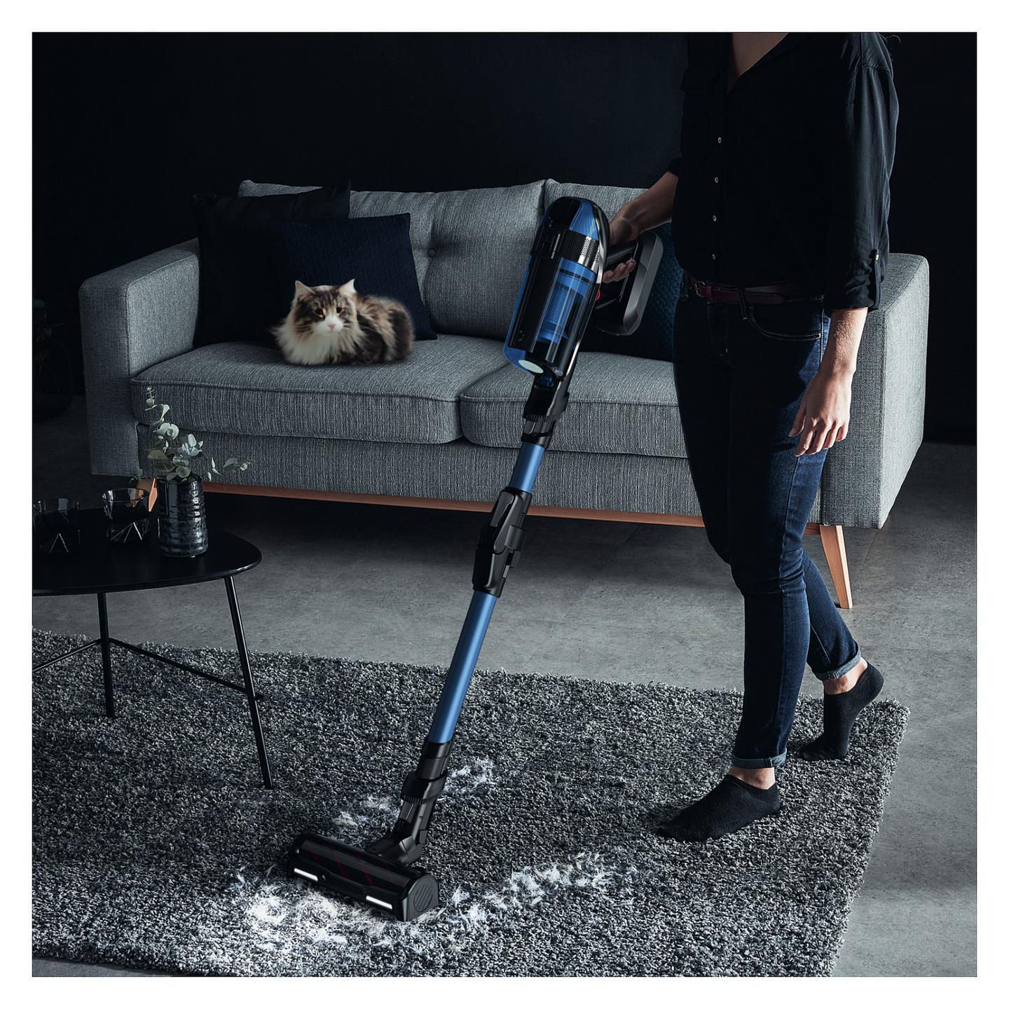 Fshesë Elektrike Rowenta X-Force Flex 12.60 Aqua RH98C0, 150AW, 25.2V, 0.9L, 45min, Pastrim i Thatë dhe i Lagësht, 2-në-1 - Blu, Zezë - 3