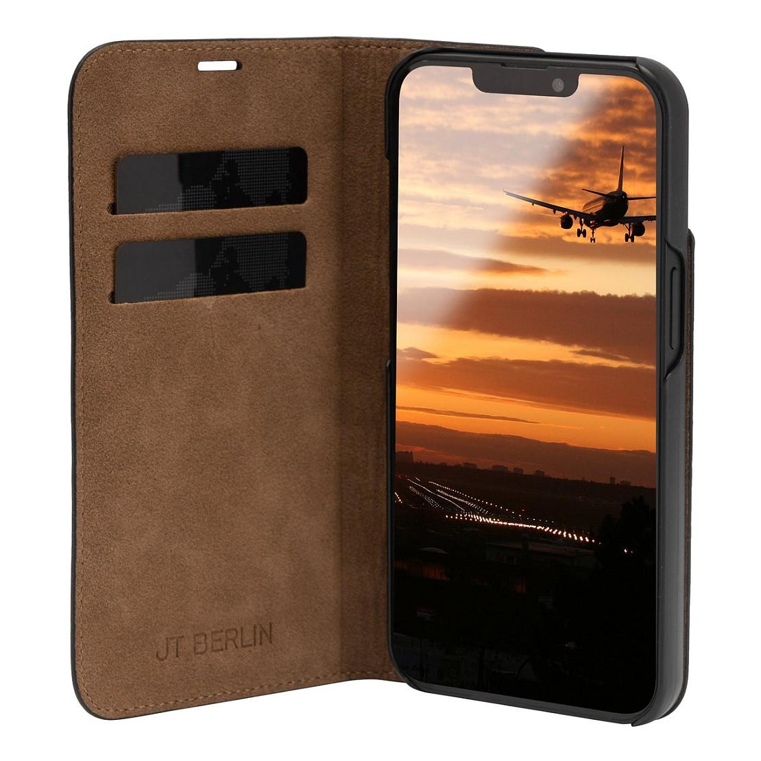 Aksesorë Apple JT Berlin Tegel / BookCase / iPhone 16 Pro / Lëkurë / 2x Hapësira për Kartela / Stand - Zezë - 5